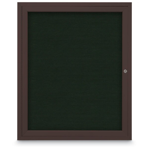 60"x36" 2-Door Enclosed Outdoor Letterboard, Hdr, Green Felt/Bronze